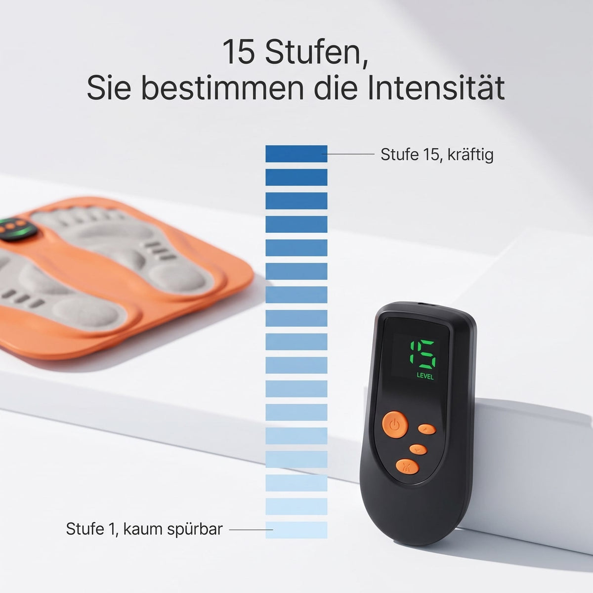 15 Intensitaetsstufen ueber die Fernbedienung